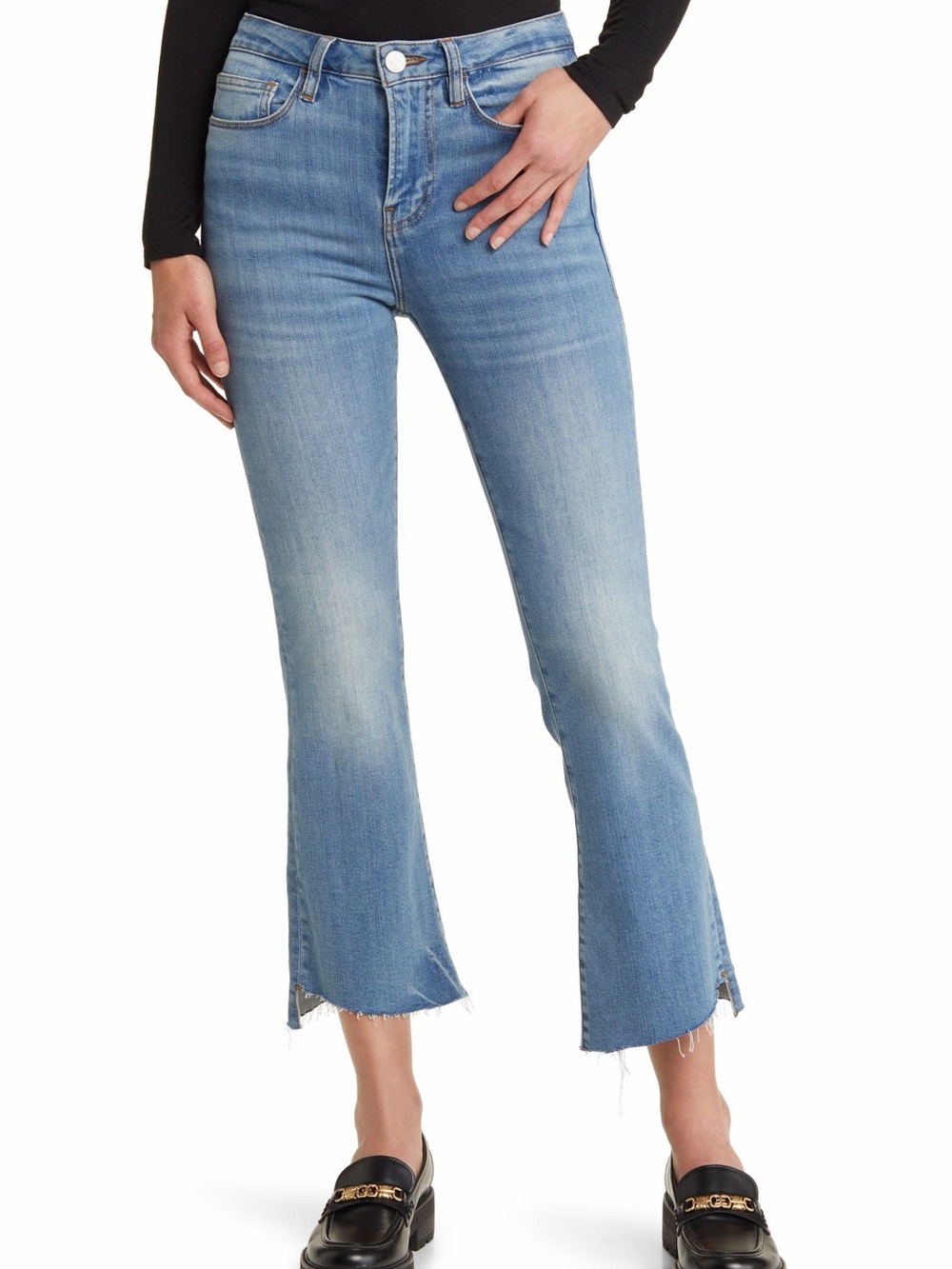 👖 FRAME Le Crop Mini Boot Raw Step‎ Hem Jeans Size 34 Dark Wash
